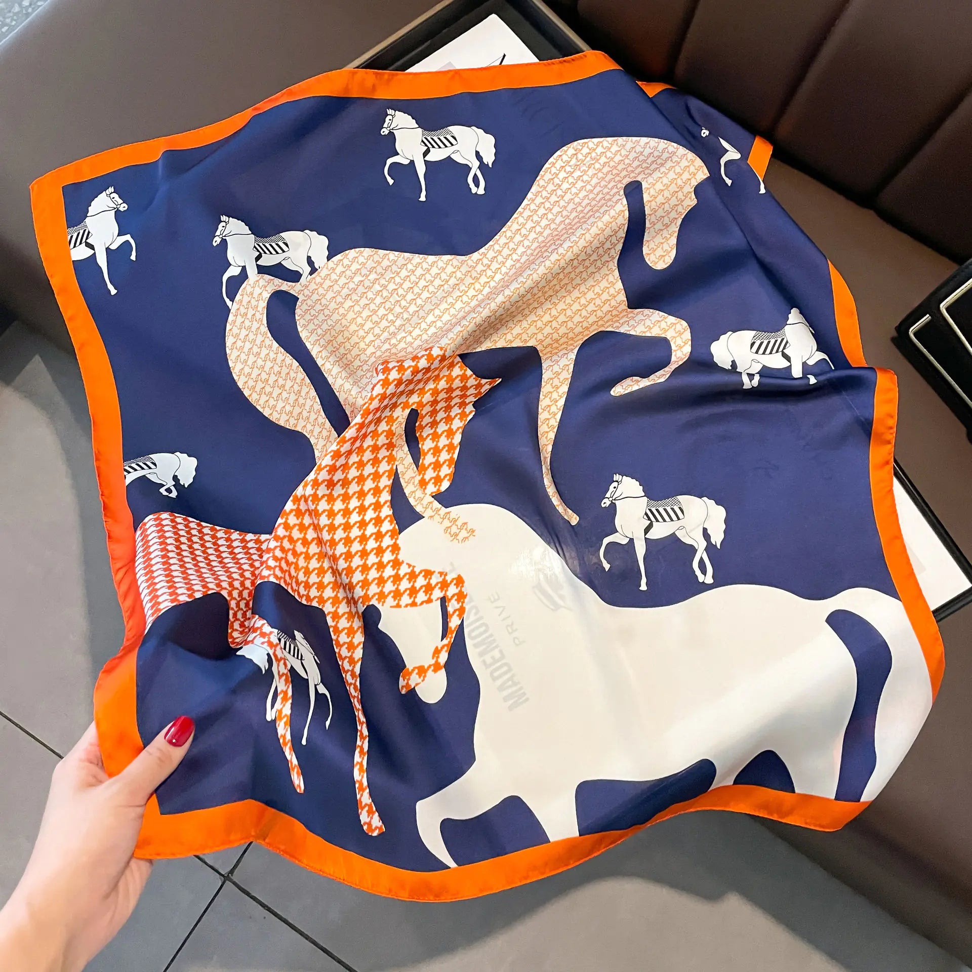 Elegant French Style Silk-Like Square Scarf